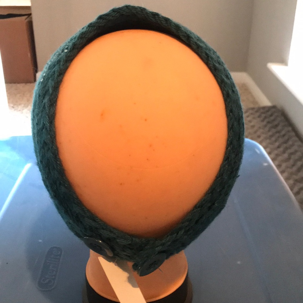Teal Knitted Head Band with Bling Cross - Picture 3 of 3